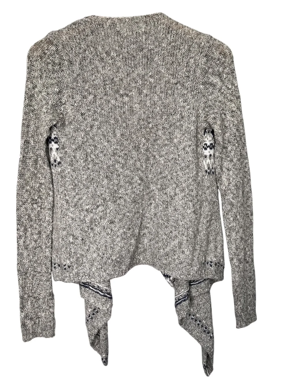 Abercrombie Kids Open Cardigan Sweater Grey Fair Isle Knit Draped Front Girls XL